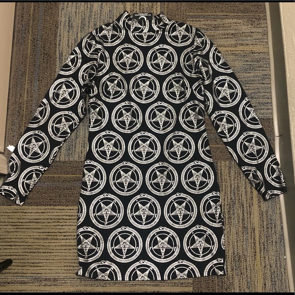 RARE DISCONTINUED KILLSTAR Baphomet Pentagram Body-con Dress - Picture 2 of 3